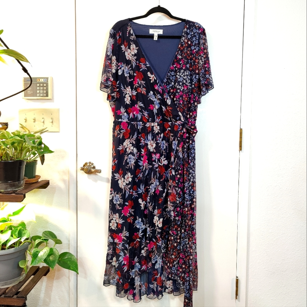 Floral Faux Wrap Dress
